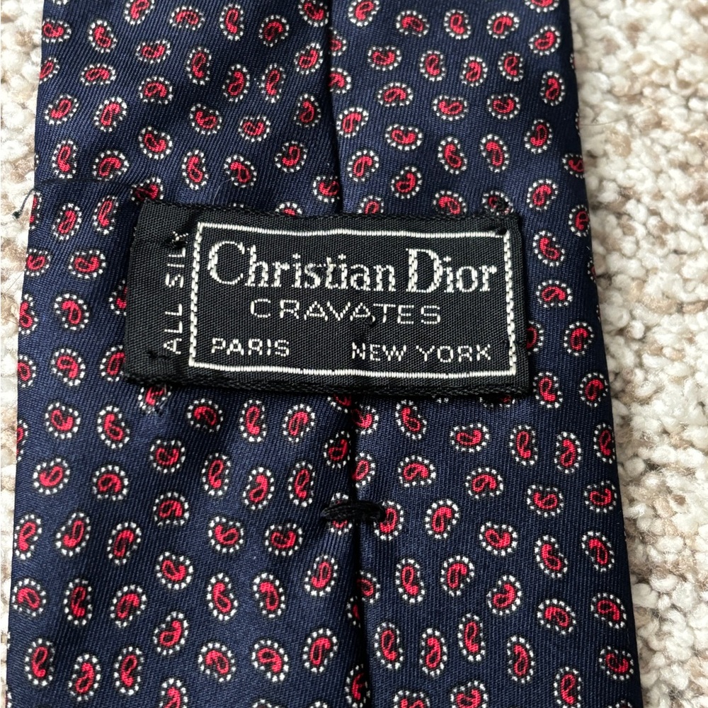 Christian Dior 100% Silk Tie Navy Blue - Picture 2 of 7
